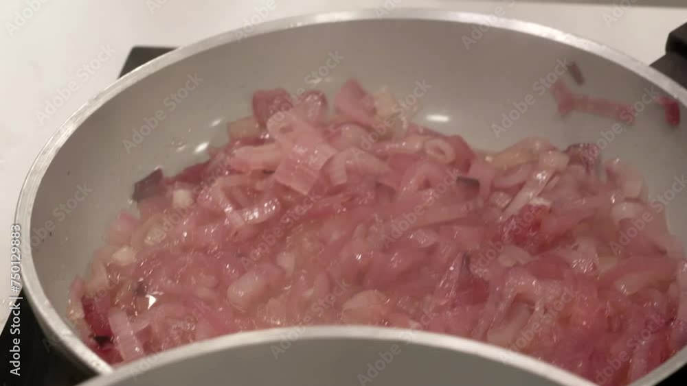 the chef completes the preparation of the caramelized onions
the chef completes the preparation of the caramelized onions