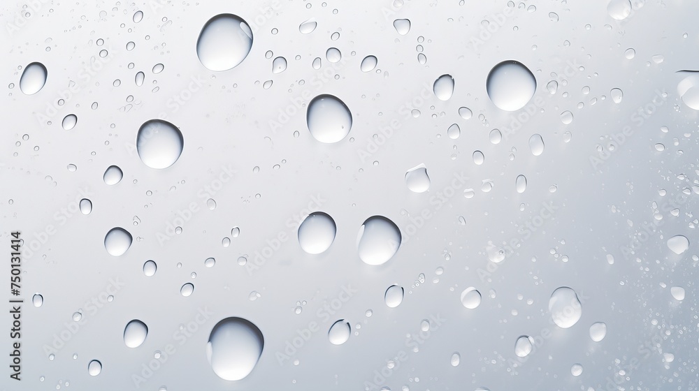 Dew droplets adorn a white background, glistening with freshness.