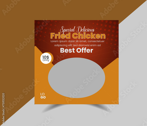 special fried chicken Resturant  social media post design illustrator 