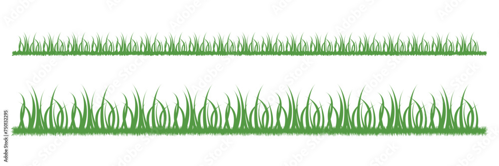 Green grass silhouette. Cartoon lines of plants and shrubs for boarding and framing, eco and organic logo element. Vector set spring bio field banner or fresh organic pasture. white background. Green grass silhouette. Cartoon lines of plants and shrubs for boarding and framing, eco and organic logo element. Vector set spring bio field banner or fresh organic pasture. white background.