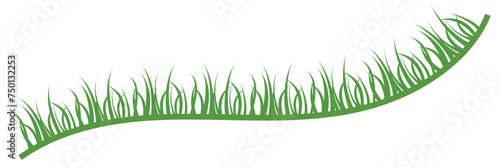Green grass silhouette. Cartoon lines of plants and shrubs for boarding and framing, eco and organic logo element. Vector set spring bio field banner or fresh organic pasture.  white background.