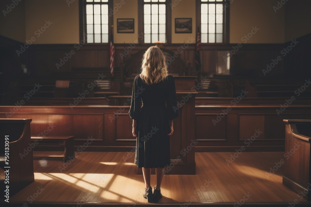Foto de Young women with traditional courtroom backgrounds. The ...