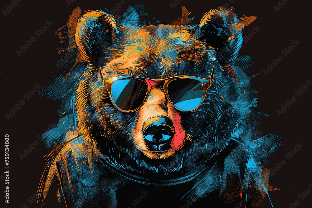 Cute bear wearing sunglasses
