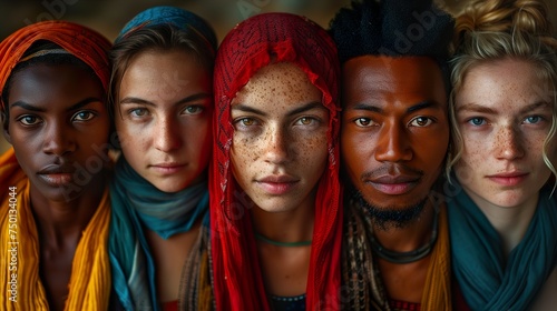 A photo of persons of different races. Concept of tolerance, equality, brotherhood and love. Ai generative.