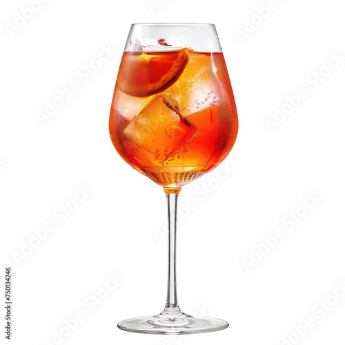 A glass of Aperol Spitz  isolated on transparent png.
