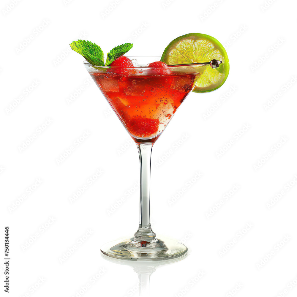 Strawberry margarita isolated on transparent png.