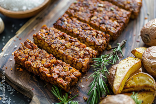 Crispy and flavorful vegan bacon made from tempeh  a plant-based protein source