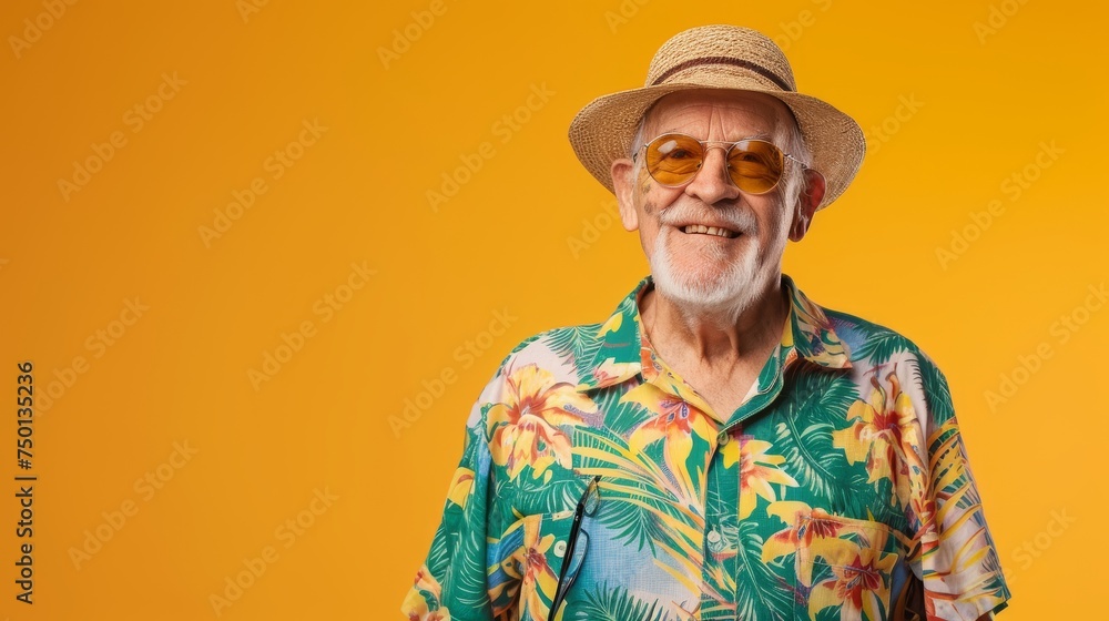 Older Man in Hawaiian Shirt and Hat Older Man in Hawaiian Shirt and Hat