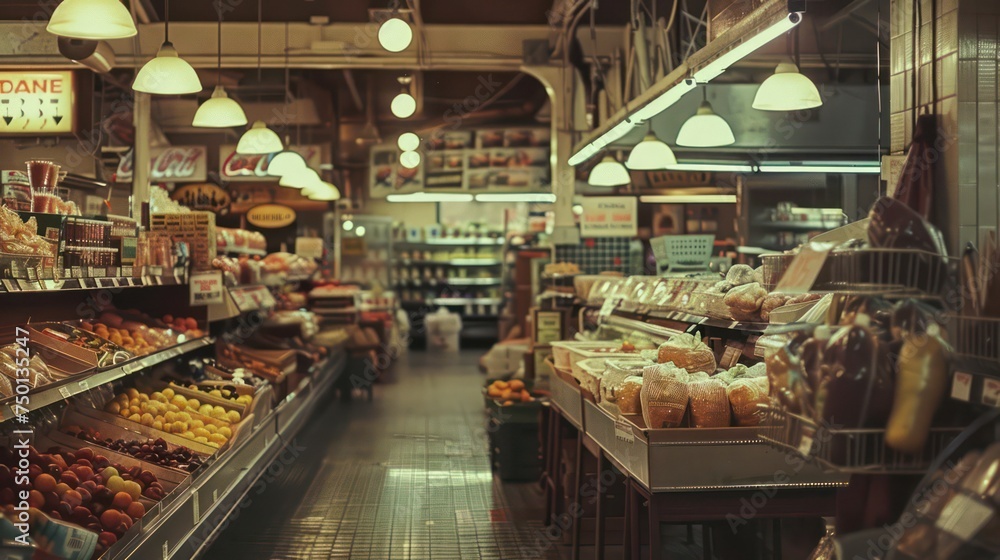 A Polaroid photograph of groceries capturing a vintage, old-school, nostalgic ambiance with muted colors.
