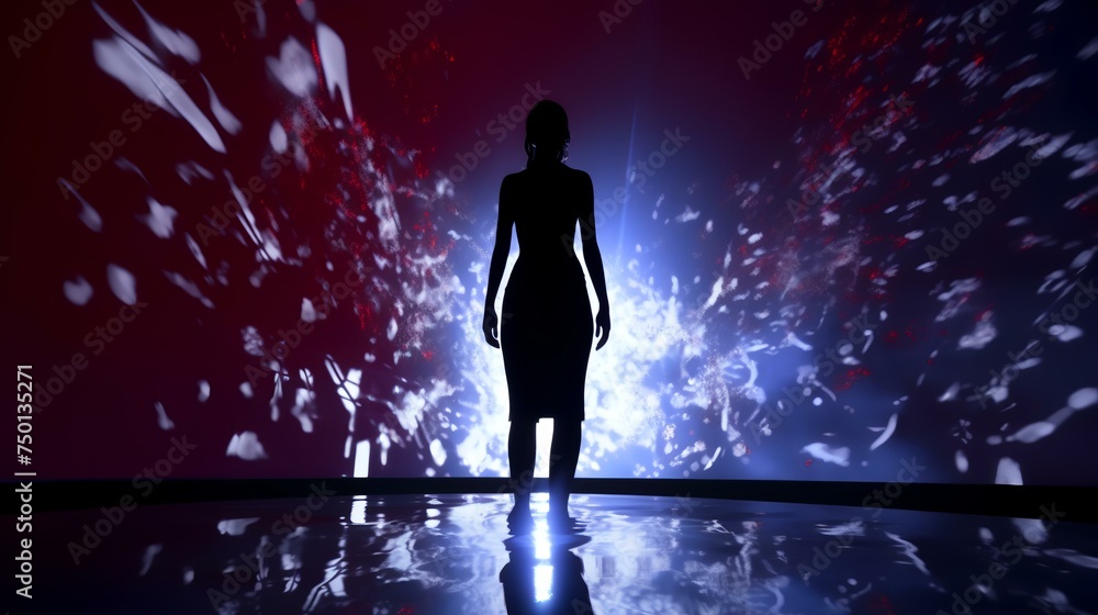 Fototapeta premium Silhouette of a person with a splash of water