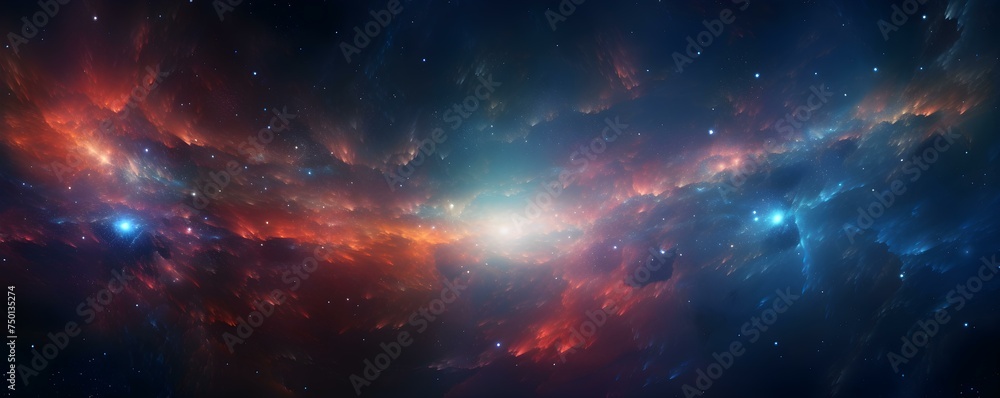 Creating an Immersive Space Background with Nebula Stars Using HDRI Spherical Panorama Projection. Concept Space Photography, Nebula Stars, HDRI Spherical Panorama, Immersive Background - obrazy, fototapety, plakaty 