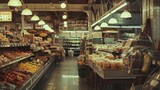 A Polaroid photograph of groceries capturing a vintage, old-school, nostalgic ambiance with muted colors.
