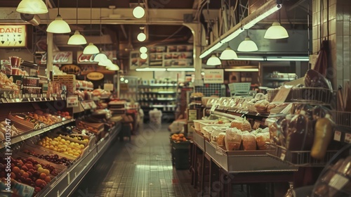 A Polaroid photograph of groceries capturing a vintage, old-school, nostalgic ambiance with muted colors. 