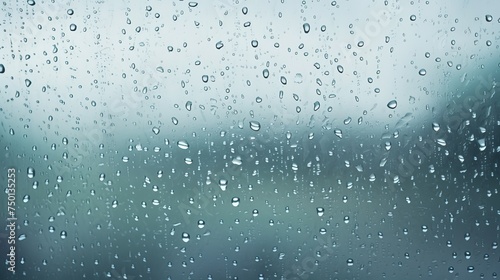 Raindrops cascade down window glass  creating a moody and atmospheric background.