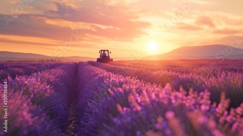 Vibrant lavender flowers flourishing in a sun-kissed field © Anna
