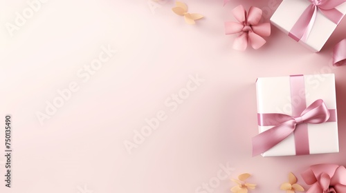 Tender peonies on pink background with copy space
