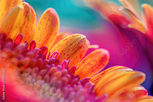 Bold, vivid petals and intricate details of flowers fill the frame with vibrant energy