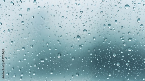 Raindrops create a natural pattern on window glass  set against a cloudy background  offering a serene yet dynamic scene.