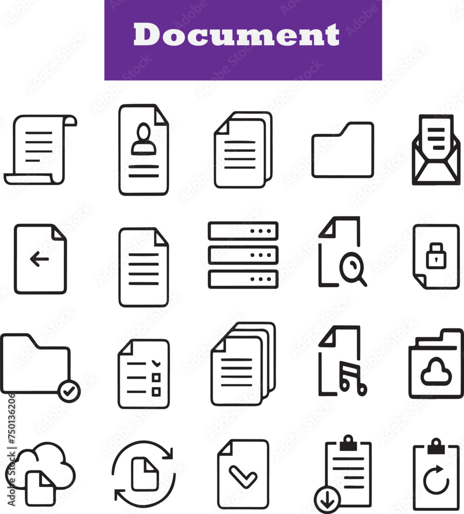 Document line icon. Paper document icons set. File symbol. Vector Document line icon. Paper document icons set. File symbol. Vector