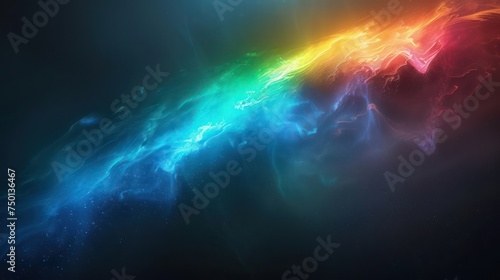 A dramatic colorful light effect spanning across a black background © Matthew