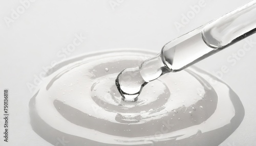 Generated image of Cosmetic texture serum drop with pipette dropper on white background