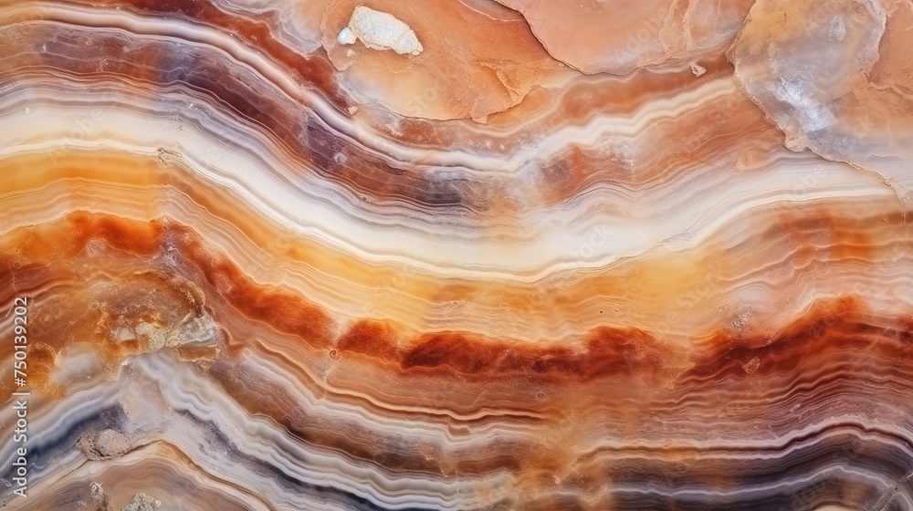 The intricate texture of onyx gemstone is revealed in a macro shot, forming a captivating background.