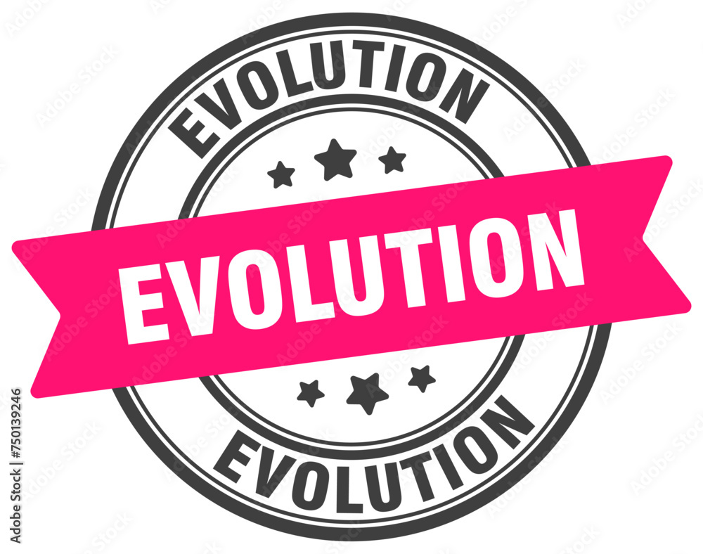evolution stamp. evolution label on transparent background. round sign