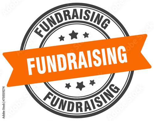 fundraising stamp. fundraising label on transparent background. round sign