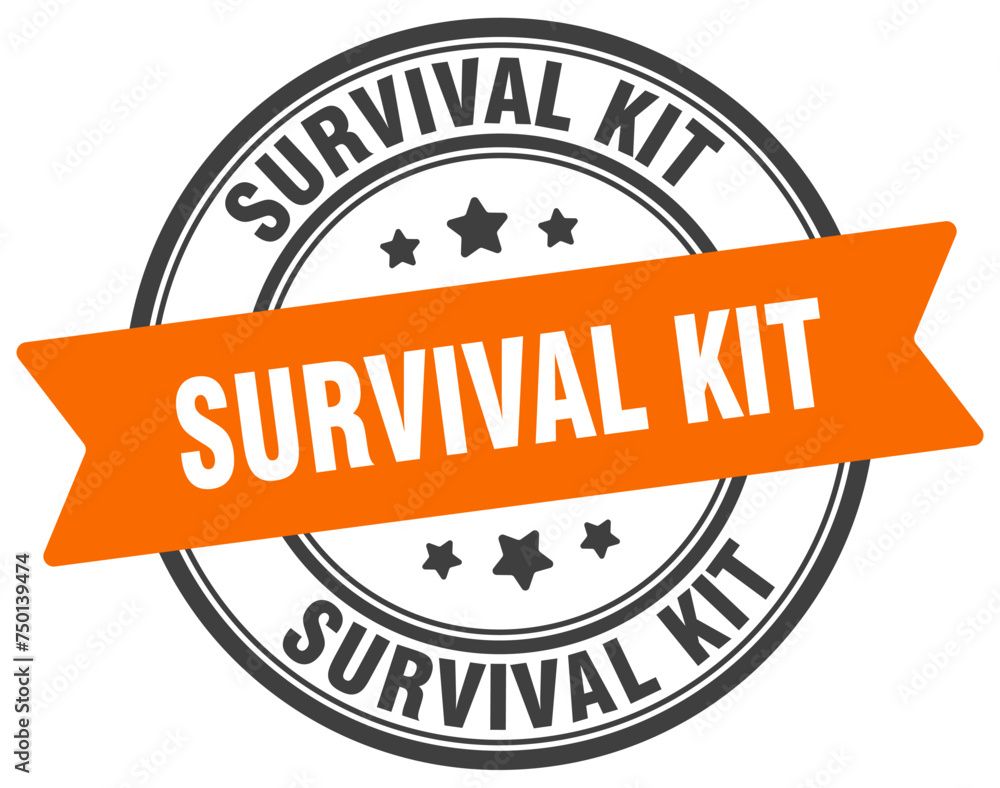 Fototapeta premium survival kit stamp. survival kit label on transparent background. round sign