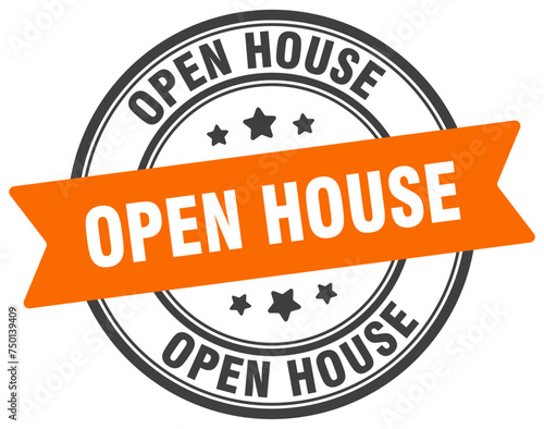 open house stamp. open house label on transparent background. round sign