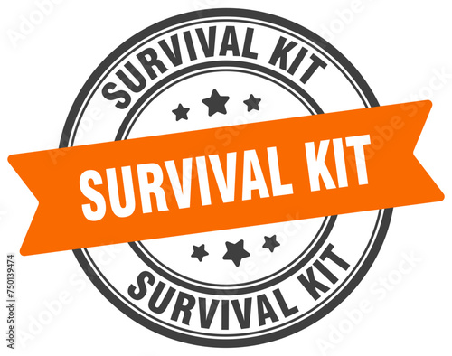 survival kit stamp. survival kit label on transparent background. round sign