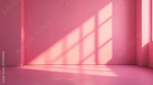 Pink pastel color empty wall room studio background. For love valentine day. concept. Generative Ai