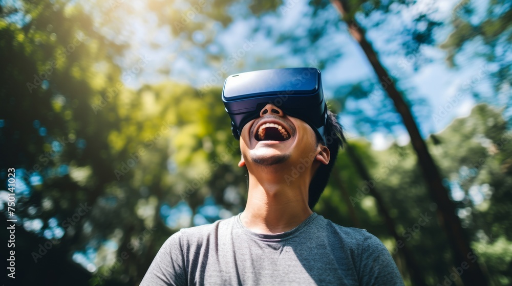 Immersive Virtual Reality Experience: People Wearing VR Goggles Immersive Virtual Reality Experience: People Wearing VR Goggles