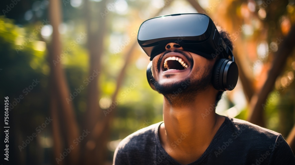 Immersive Virtual Reality Experience: People Wearing VR Goggles Immersive Virtual Reality Experience: People Wearing VR Goggles