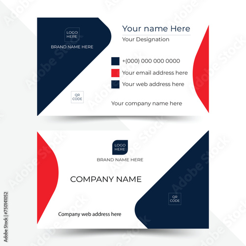 Modern business card design with Portrait and landscape orientation. Horizontal and vertical layout.Vector business card template with color theme.