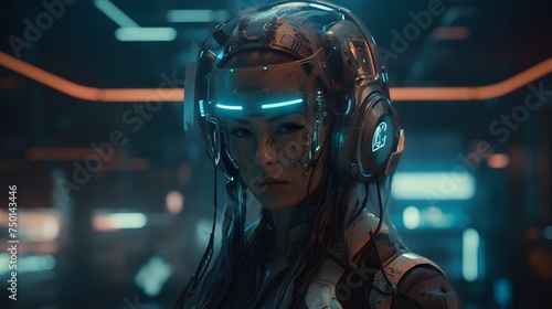 cyberpunk girl in a futuristic cyber suit