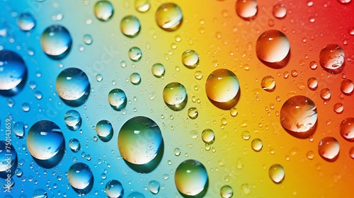 Water drops cover a gradient background  creating a close-up view of condensation.