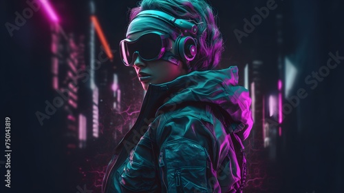 cyberpunk girl in a futuristic cyber suit © wizXart