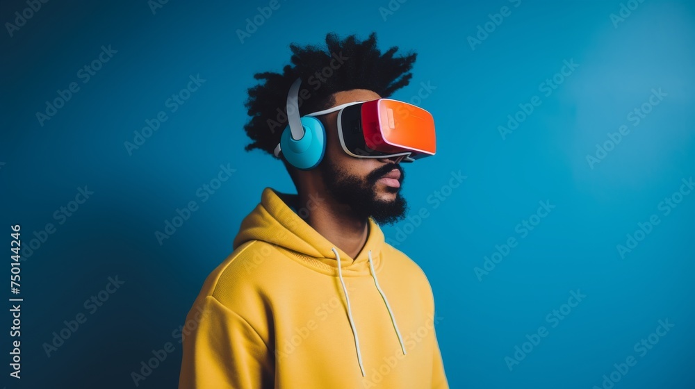 Immersive Virtual Reality Experience: People Wearing VR Goggles Immersive Virtual Reality Experience: People Wearing VR Goggles