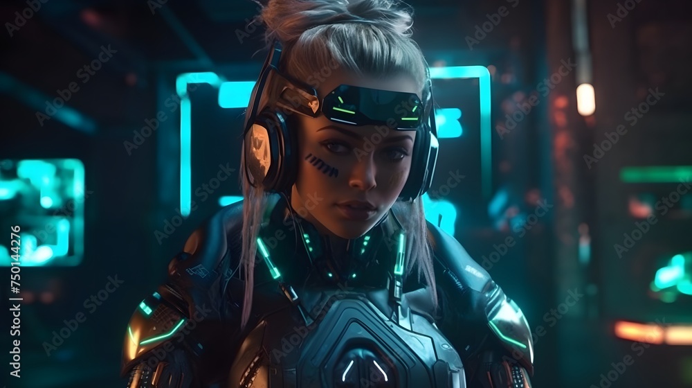 cyberpunk girl in a futuristic cyber suit cyberpunk girl in a futuristic cyber suit