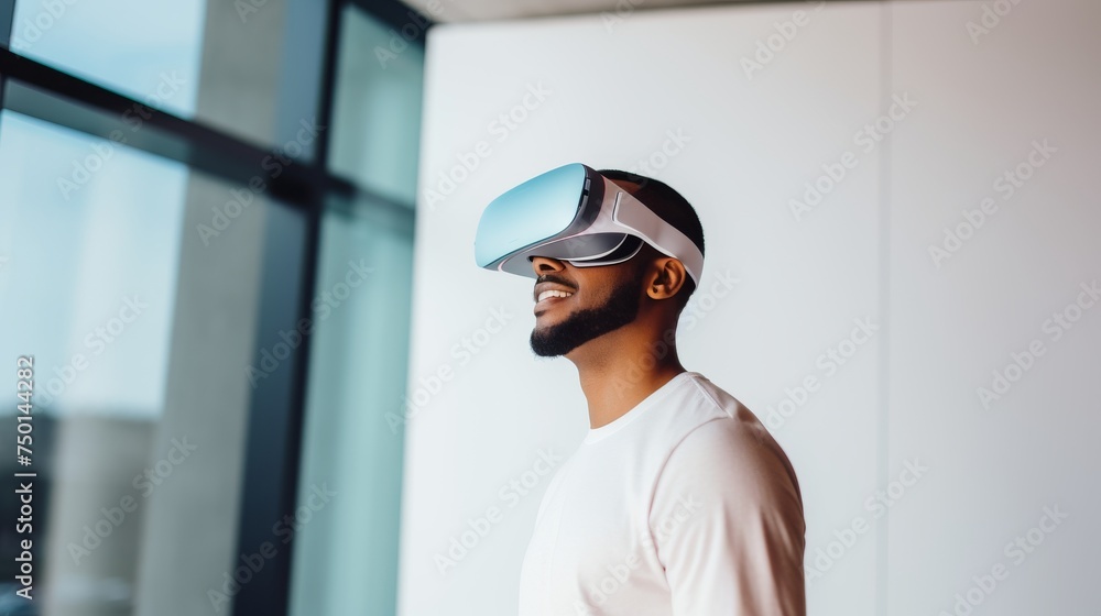 Immersive Virtual Reality Experience: People Wearing VR Goggles Immersive Virtual Reality Experience: People Wearing VR Goggles