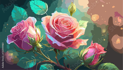 Background with flowers pink roses