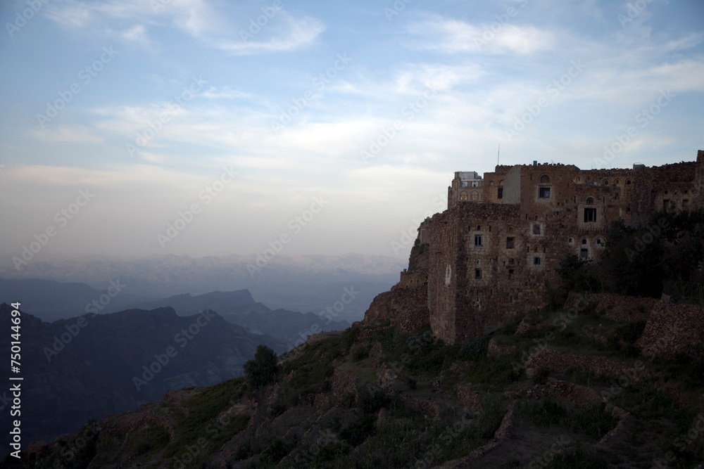 Yemen Shekharah city view on a sunny winter day