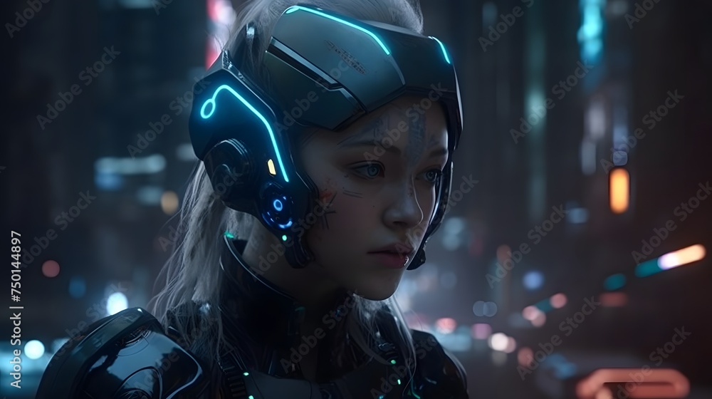 cyberpunk girl in a futuristic cyber suit cyberpunk girl in a futuristic cyber suit