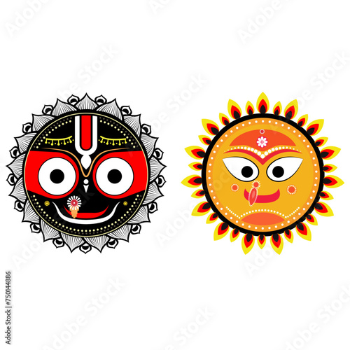 Lord Jagannath and Subhadra vector illustration, Lord Jagannath Puri Odisha God Rathyatra Festival