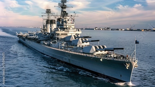 Modern warships armed with weaponry patrol the seas to safeguard national security.