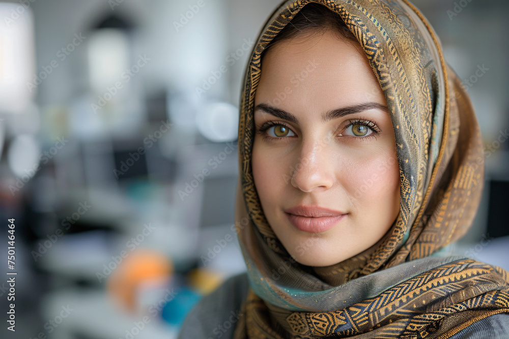 Muslim businesswoman works in an office. Muslim businesswoman works in an office.