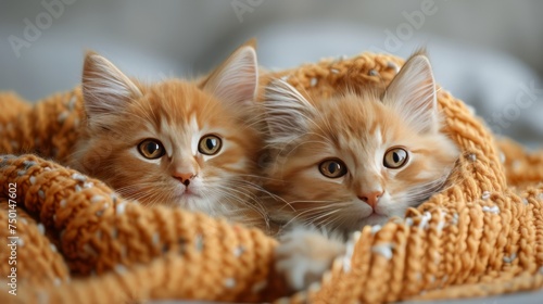 Two Kittens Laying on Top of a Blanket