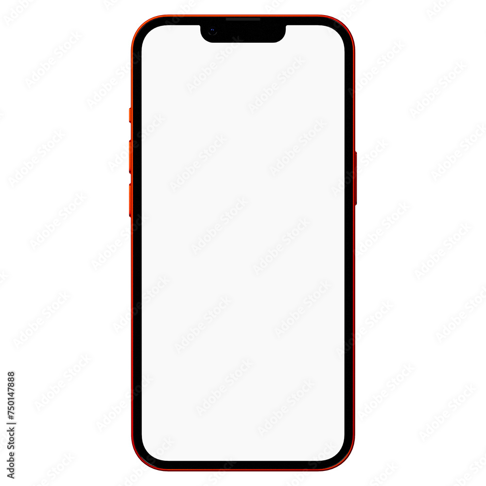 Front side photo of red smartphone similar to iphone without background. Template for mockup Front side photo of red smartphone similar to iphone without background. Template for mockup