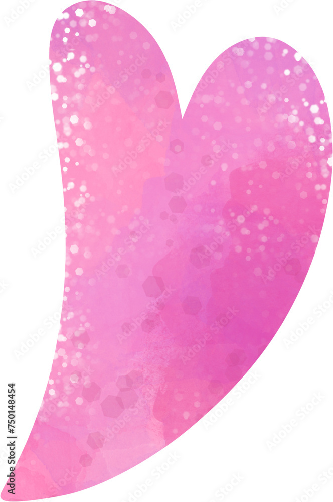 Cartoon romantic pink heart, simple illustration, isolated on white background